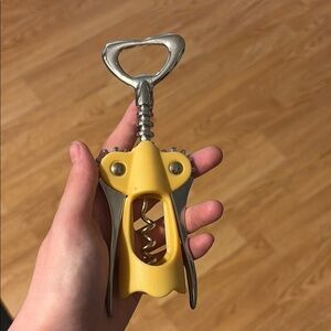 Yellow and Silver Corkscrew Bottle Opener